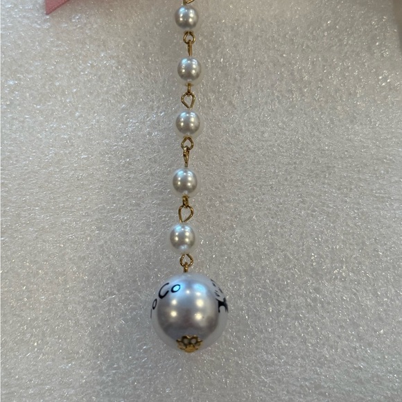 Chic Parfum Bottle & Pearl Bracelet Keychain Blush Bow Eiffel Charm GoldTone New - Picture 8 of 11